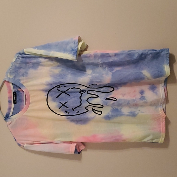 SHEIN Tops - Shein brand tie dye short sleeve t shirt with emoji